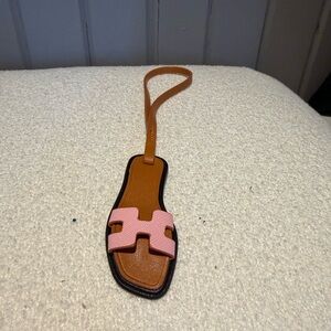 Pink and Tan Sandal bag charm